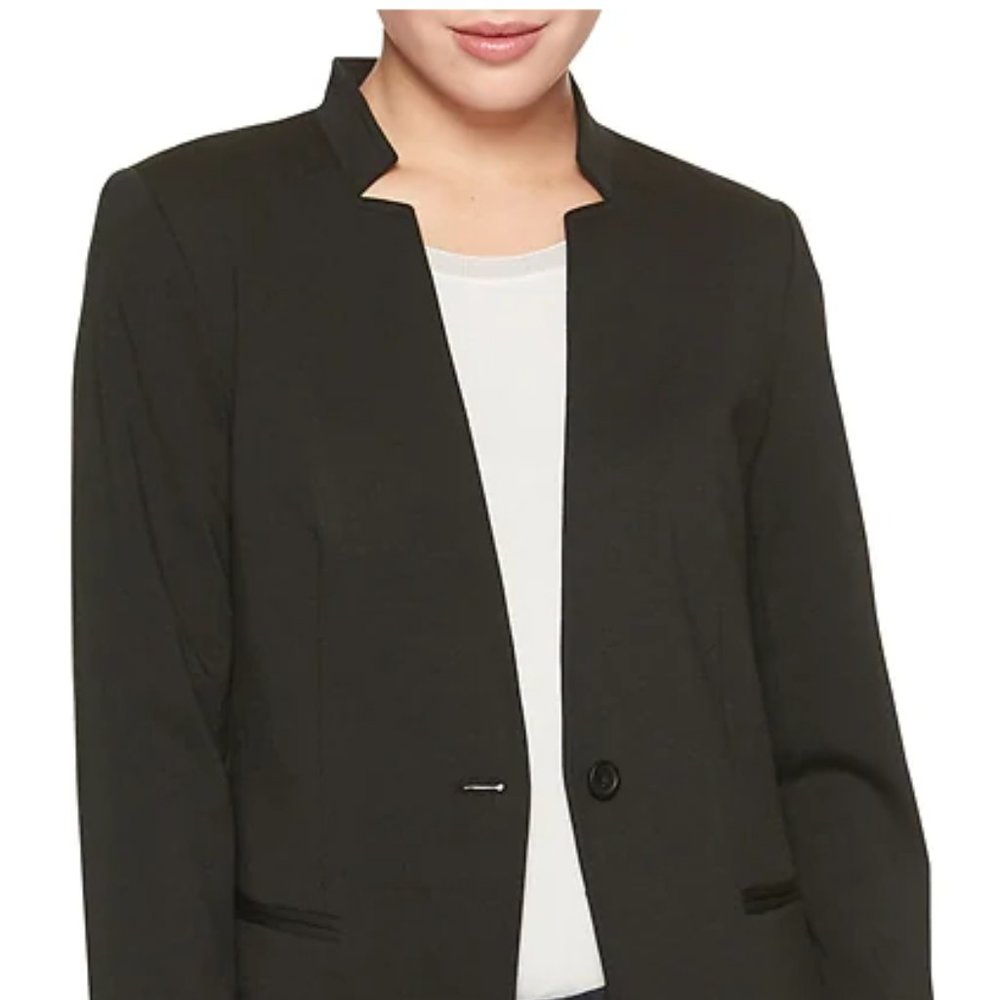 Washable Ponte Inverted Collar Blazer